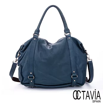 OCTAVIA 真皮 - 弗羅倫斯 真女人舒軟牛皮肩斜二用包 - 淺藍調