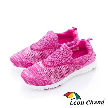 Leon Chang(女) - 彩虹魚 漸層編織輕量直套休閒運動鞋 - 彩粉35桃紅