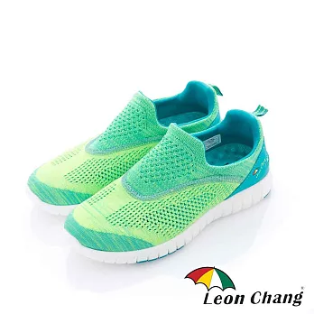 Leon Chang(女) - 彩虹魚 漸層編織輕量直套休閒運動鞋 - 黃綠35綠