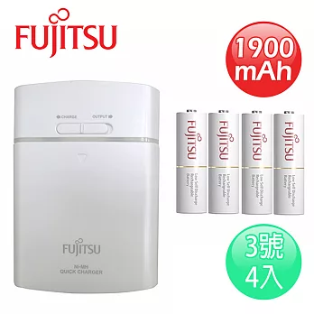FUJITSU富士通 一台三役USB電池充電組(附3號1900mAh電池4顆)