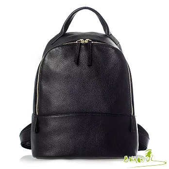 【手感的秀】韓小牛皮大雙開極簡美型後背包(時髦黑)