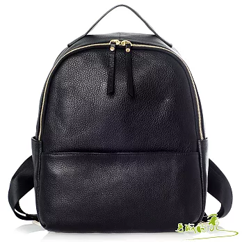 【手感的秀】韓小牛皮率性文青通勤風後背包(時髦黑)