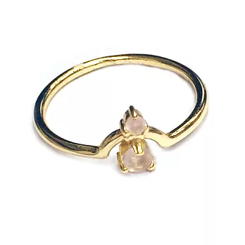 SHASHI 紐約品牌 MADISON 玫瑰粉水晶戒指 雙墜設計 925純銀鑲18K6號