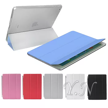 iPad Air 1代 超級保護組(副廠 磁吸式 Smart Cover (可喚醒、休眠)+晶亮伴侶硬殼)_灰