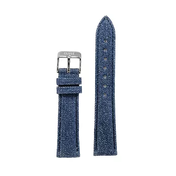CLUSE荷蘭精品手錶 藍色單寧皮革銀色錶扣替換錶帶/18mm