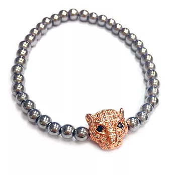 One of A Kind美洲豹手鍊 玫瑰金鑲鑽 925純銀珠珠 可彈性伸縮