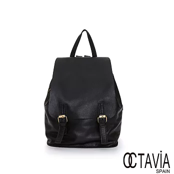 OCTAVIA 真皮 -JUST BLACK 羅賓極簡雙釦超軟牛皮後背包 -