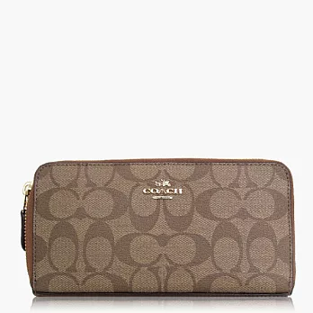 【COACH 方便整理】PVC / 拉鍊式多功能長夾_卡其咖
