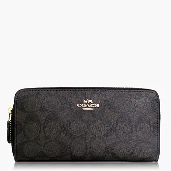 【COACH 方便整理】PVC / 拉鍊式多功能長夾_深咖啡