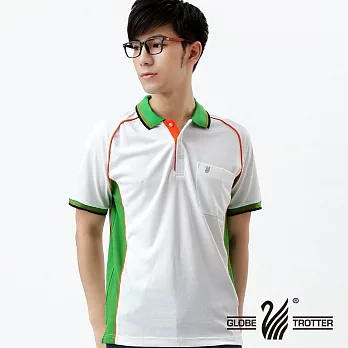 【遊遍天下】MIT台灣製男款抗UV涼爽吸濕排汗機能POLO衫(S083)2XL白/草綠