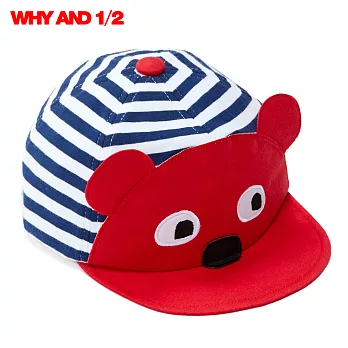 WHY AND 1/2 兒童帽 彩條熊臉帽簷48紅色