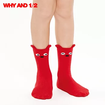 WHY AND 1/2 襪子 中筒襪 經典普普熊表情襪09紅色