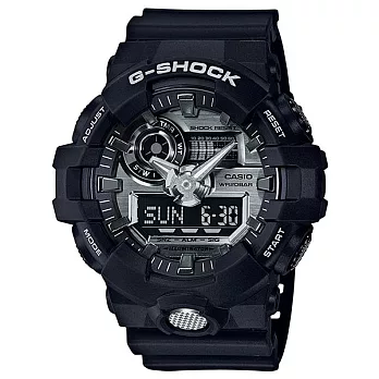 【CASIO】G-Shock 無限強悍雙顯電子錶(黑/銀 GA-710-1A)