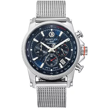 【BENTLEY】賓利 RACING系列 競速美學計時手錶 藍/銀 BL1694-10WNI-M)