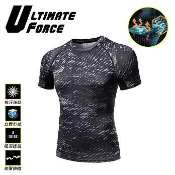 Ultimate Force 「影武」 男子強力伸縮型短袖T恤-黑色2XL黑2XL