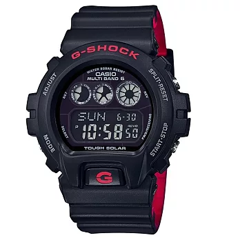 【G-SHOCK】黑霚樹海絕對強悍電波數位腕錶-黑+紅-GW-6900HR-1