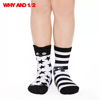WHY AND 1/2 襪子 中筒襪 不對稱設計03黑色