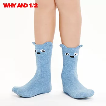 WHY AND 1/2 襪子 中筒襪 經典普普熊表情襪03藍花紗