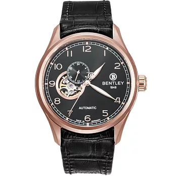 【BENTLEY】賓利 AVIATOR系列 遨翔菁英機械錶 (黑面/玫瑰金 BL1684-35RBB)