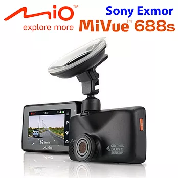 Mio MiVue™ 688s Sony Sensor+GPS大光圈行車記錄器+16G記憶卡+點煙器+螢幕擦拭布黑色