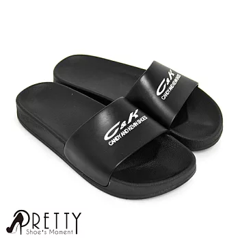 【Pretty】男女款/C&K個性防水萬用拖鞋EU38黑色