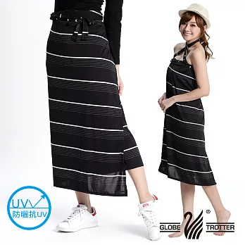 【遊遍天下】MIT涼感抗UV防曬吸排多功能一片裙(117)中大尺碼黑條格
