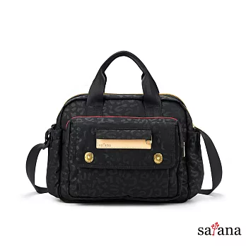 satana - MAMA 多功能側背手提包 -黑色豹紋
