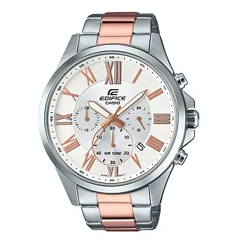 CASIO EDIFICE 深藏不露的魅力時尚男性優質鋼帶腕錶-半金-EFV-500SG-7A