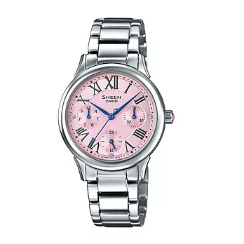 CASIO SHEEN 水晶羅馬的迷人丰采時尚優質女性腕錶-粉紅-SHE-3049D-4A