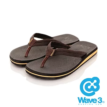 WAVE 3 (男) -雙層ORO 織帶人字厚底休閒夾腳拖鞋 -US7 黃底咖