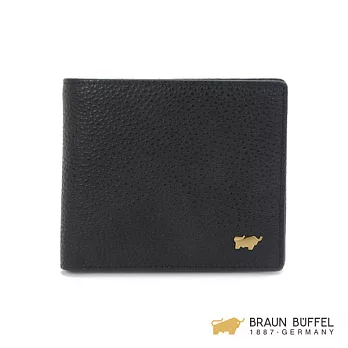 【BRAUN BUFFEL】.德國小金牛 - LEONS萊昂系列五卡透明窗短夾 -黑色