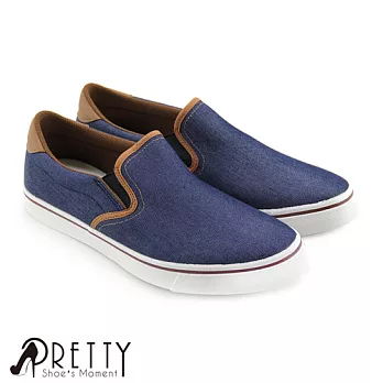 【Pretty】男款質感撞色滾邊丹寧色休閒鞋JP25.5藍色