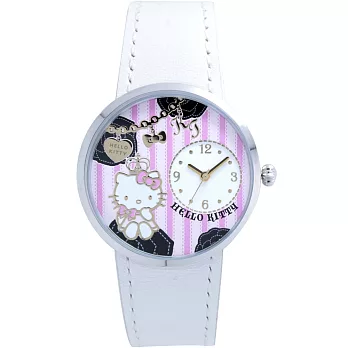 【HELLO KITTY】凱蒂貓 婉約公主風手錶 (白色 LK698LWPW)