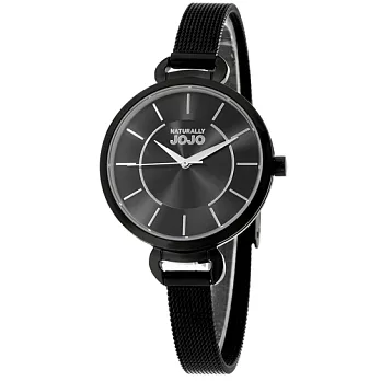 NATURALLY JOJO 簡淬時光米蘭時尚腕錶-黑/30mm