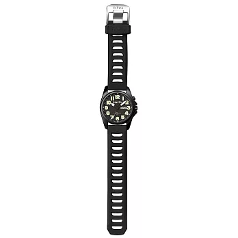 美國DAKOTA 黑色橡膠錶帶黑錶盤黑框休閒手錶腕錶/38mm