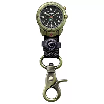 美國DAKOTA 黑錶盤軍綠色錶框指南針登山戶外運動掛錶38mm