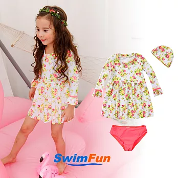 【Swim Fun】女童泳衣裙式長袖碎花分體兒童泳裝#11