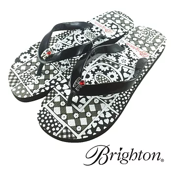 Brighton 美國時尚品牌 人體工學鞋床基本款橡膠拖 附專屬設計帆布袋 . LOVE BLACKUS6BLACK