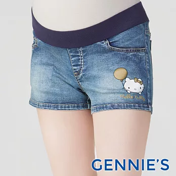 【Gennies專櫃】Gennies系列-Hello Kitty 經典百搭牛仔短褲M藍