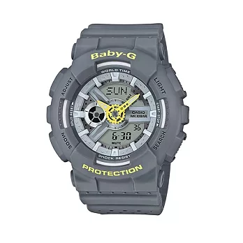 BABY-G 甜美的呼喚時尚運動休閒腕錶-灰-BA-110PP-8A