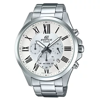 CASIO EDIFICE 深藏不露的魅力時尚男性優質鋼帶腕錶-白面-EFV-500D-7A