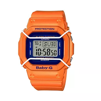BABY-G 復古時尚風潮色彩再進化防撞版運動腕錶-橘x藍-BGD-501FS-4