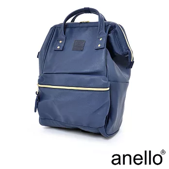 【日本正版anello】輕質皮革口金後背包《深藍色 PI》 L尺寸