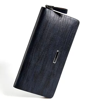 【O-ni O-ni】真皮新款韓版樹皮紋牛皮手拿包男士純色長方錢卡包JDJ-S1141(4色可選)寶藍色