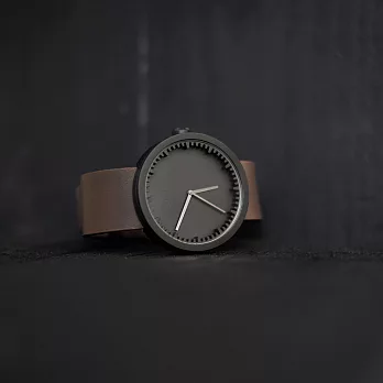 LEFF amsterdam｜tube北歐工業齒輪設計真皮腕錶 (霧黑、棕皮帶)