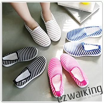 ezwalking{韓國女鞋}條紋網狀彈性水陸兩用滑水鞋/運動鞋-4色黑，白、粉、藍