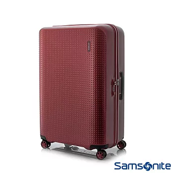 Samsonite新秀麗 25吋Pixelon圓弧立體圓點PC硬殼拉鍊行李箱(寶石紅)