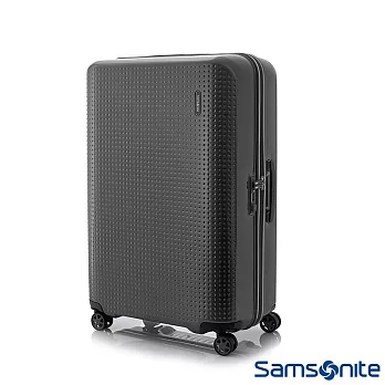Samsonite新秀麗 28吋Pixelon圓弧立體圓點PC硬殼拉鍊行李箱(防刮消光黑)