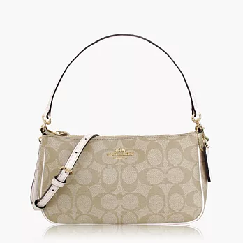 【COACH 多種背法】PVC / 肩背 / 斜背兩用包(小款)_卡其白