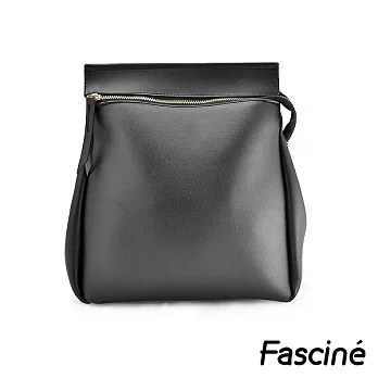 Fascine 氣質方形拉鍊皮感後背包 [W7035-01]黑
